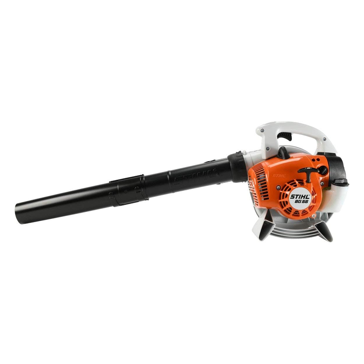 Handheld STIHL BG 56 leaf blower with an orange engine and long black nozzle.